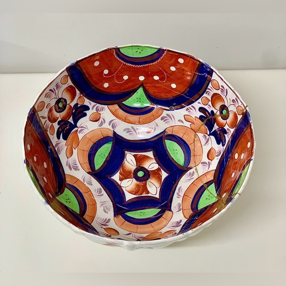 Early 19th Century Gaudy Welsh Oriental Hexagon Pattern Lustre Pedestal Bowl - Picture 16 of 16